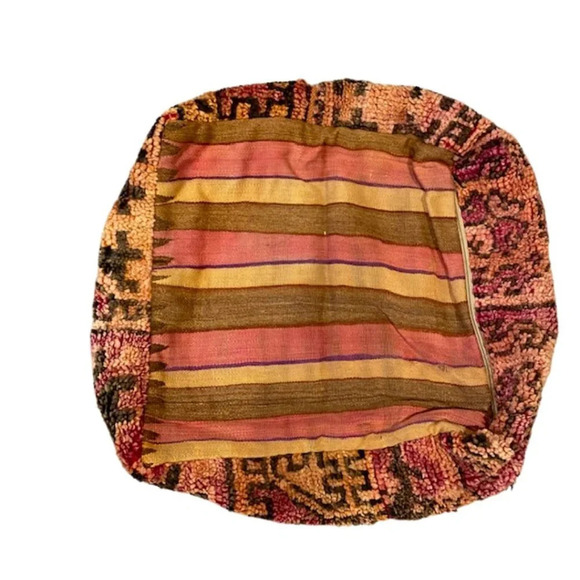 Vintage Moroccan Wool Pouf Floor Cushion Ottoman - Picture 3 of 4